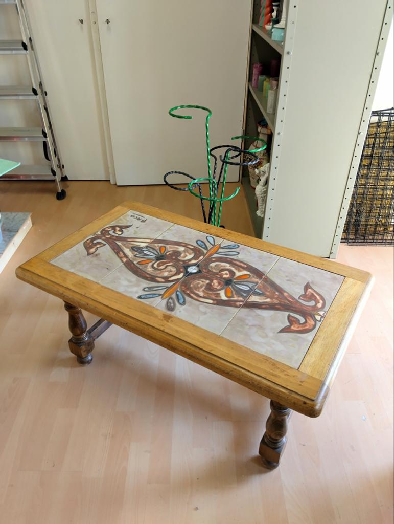 Tegel tableau Spaans vintage tafel maag 95/55/42 cm, Ophalen, Gebruikt, 100 tot 150 cm, 50 tot 100 cm