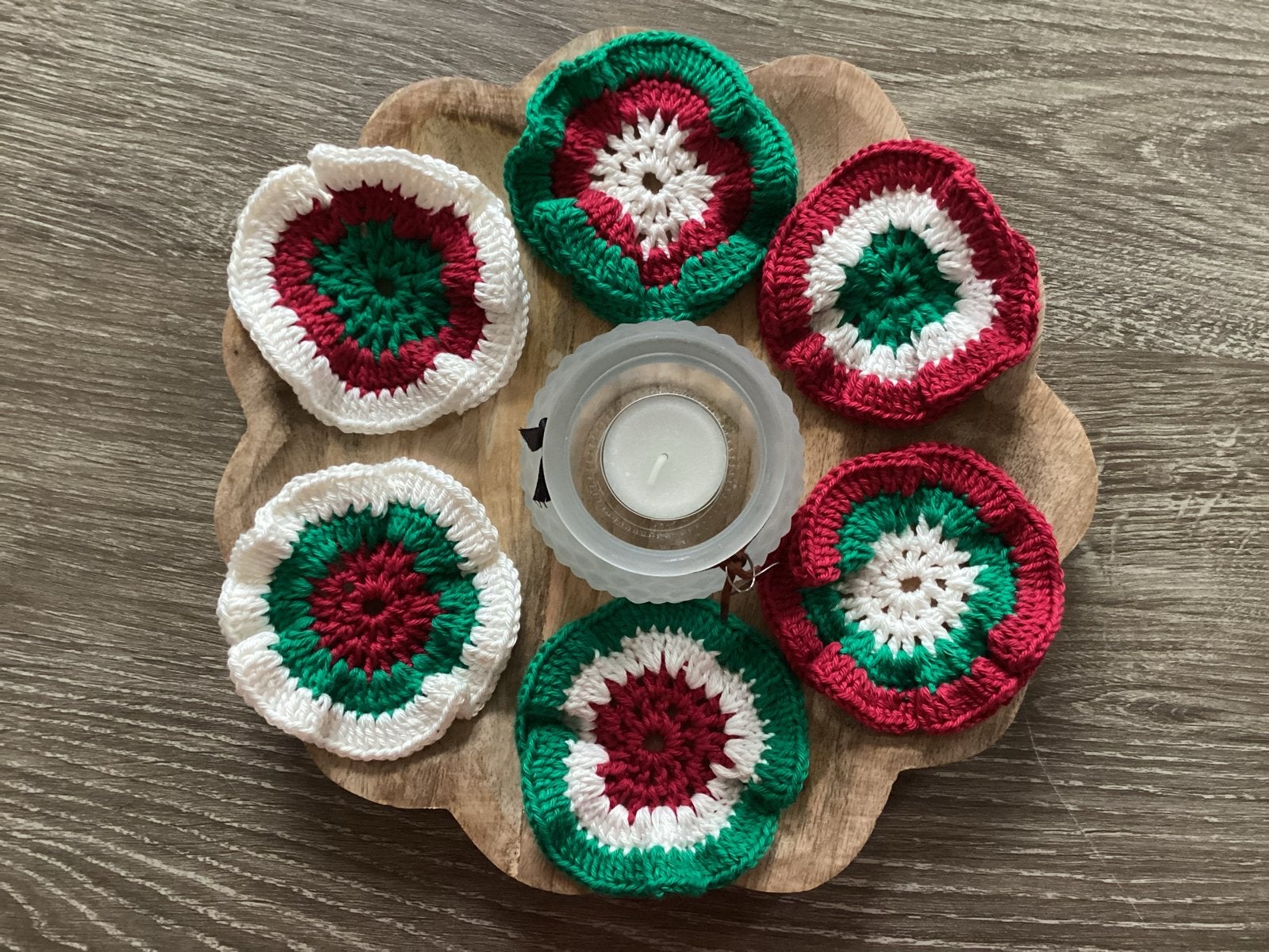 Gehaakte bloemetjes- Kerstmis set van 6, Meerkleurig, Overige stijlen, Nieuw, Ophalen of Verzenden