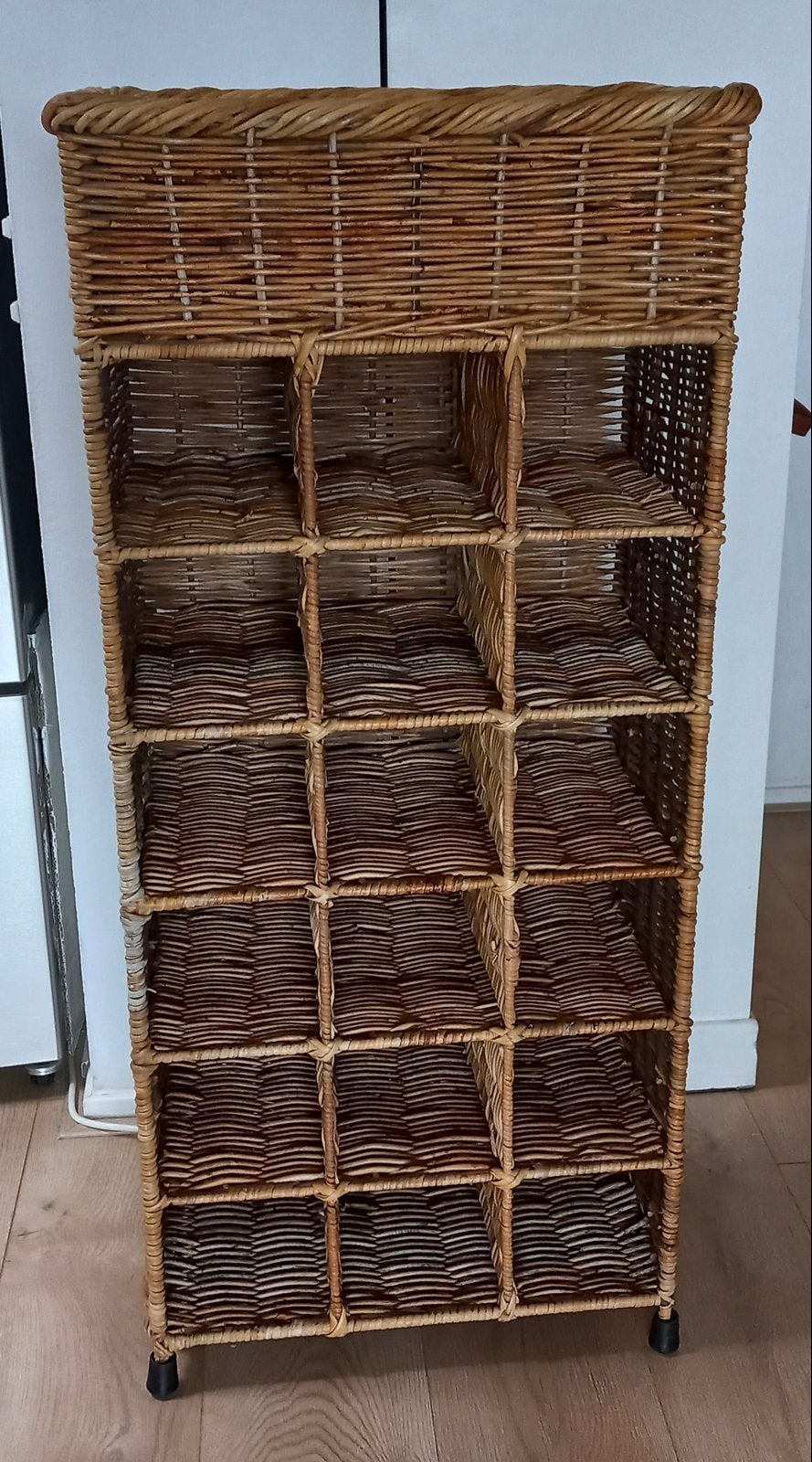 Rotan flessenrek / wijnrek - Vintage, Huis en Inrichting, Woonaccessoires | Wijnrekken, Ophalen, Gebruikt