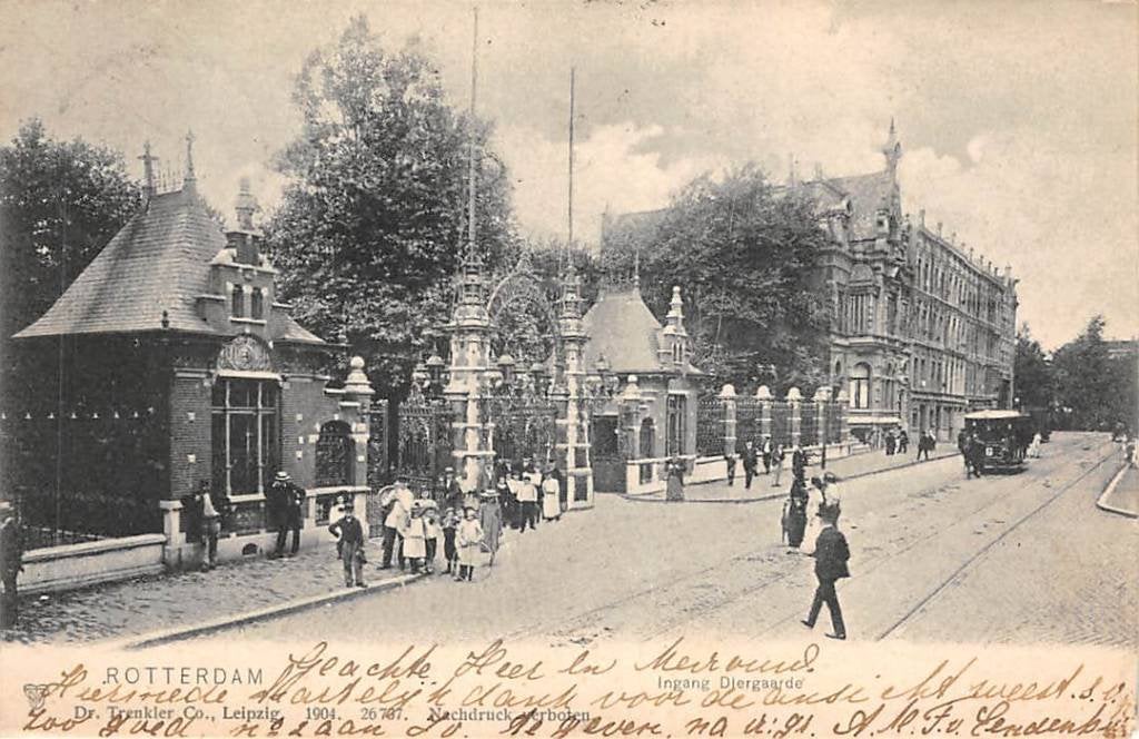 Rotterdam Ingang Diergaarde Blijdorp Paardentram RTM Tram, Ophalen of Verzenden, Voor 1920, Gelopen, Zuid-Holland