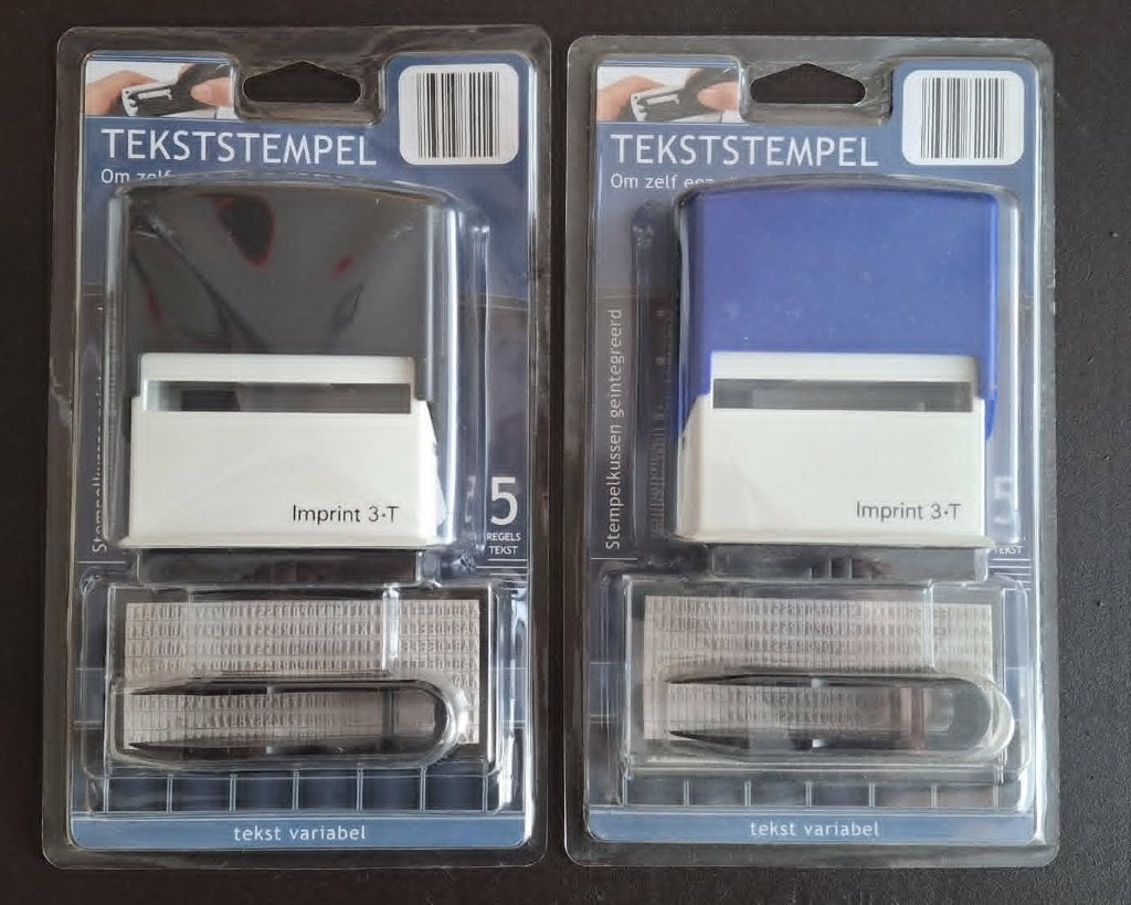 Twee nieuwe tekst stempels van Imprint (vijf regels tekst)., Ophalen of Verzenden, Nieuw