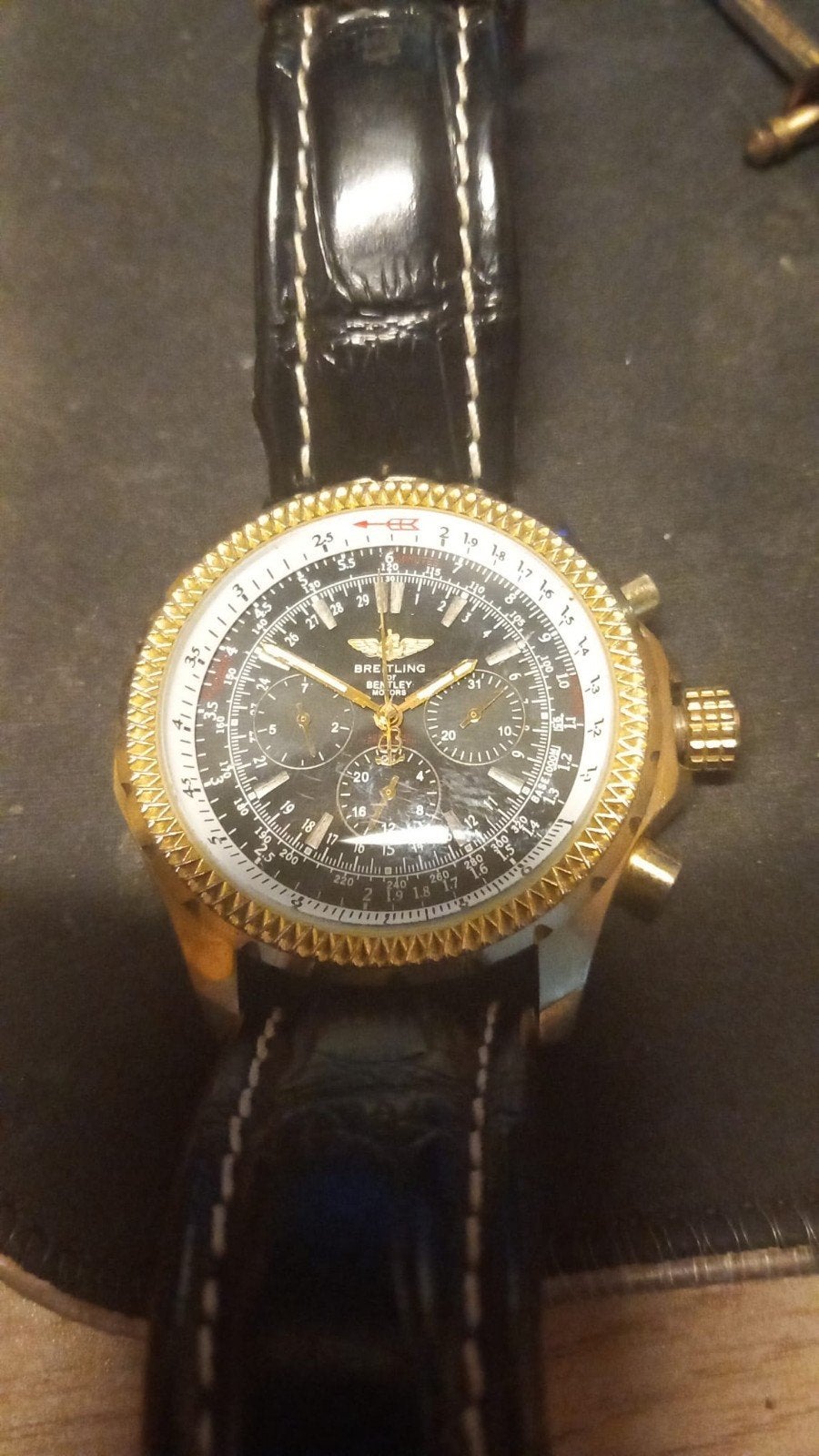 Breitling Bentley horloge - bandje moet vervangen worden, Overige materialen, Breitling, Polshorloge, Ophalen of Verzenden