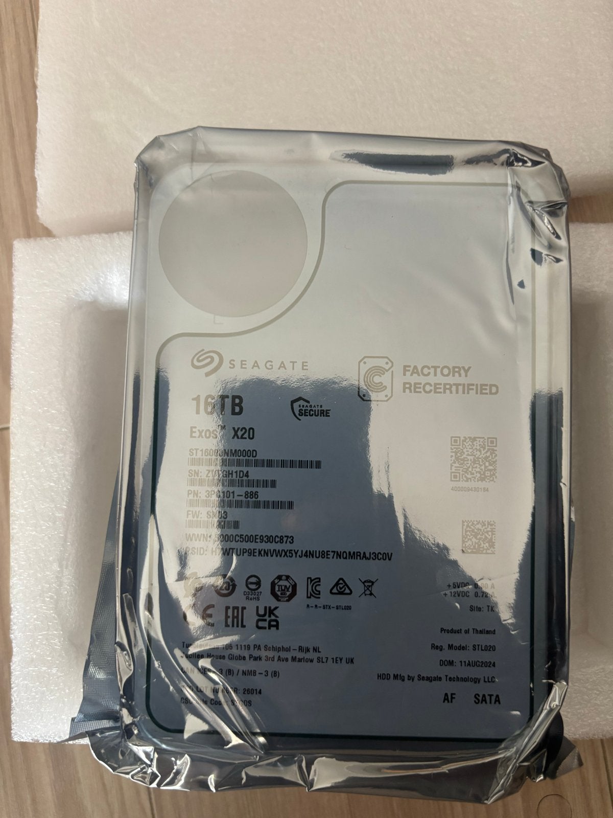 Seagate Exos X20 16TB HDD - Factory Recertified, Computers en Software, Harde schijven, Intern, Nieuw, Ophalen of Verzenden, Desktop