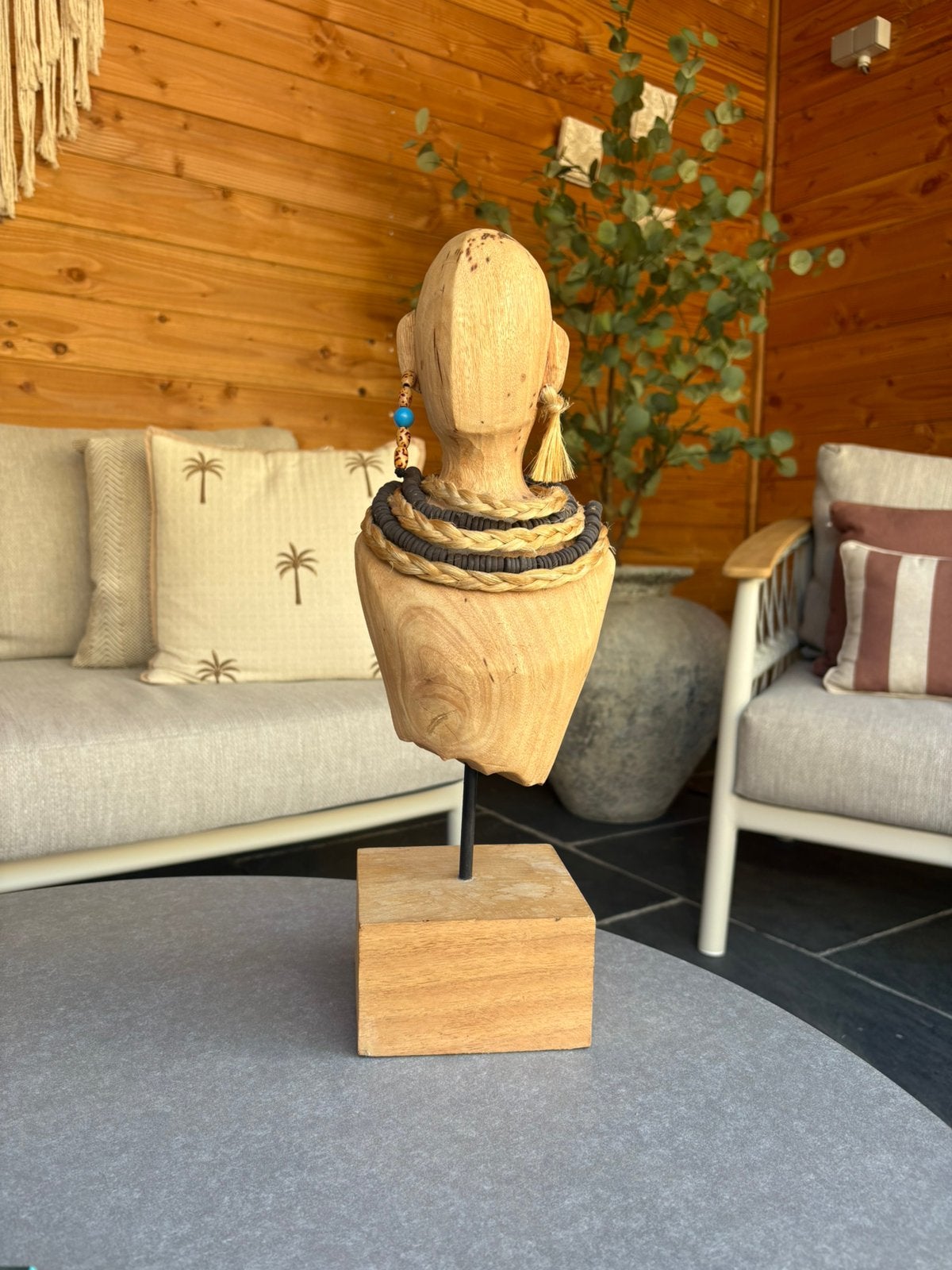 Boho Ibiza houten beeld op standaard | Decoratief sculptuur, Hout, Boho, Ophalen of Verzenden, Zo goed als nieuw