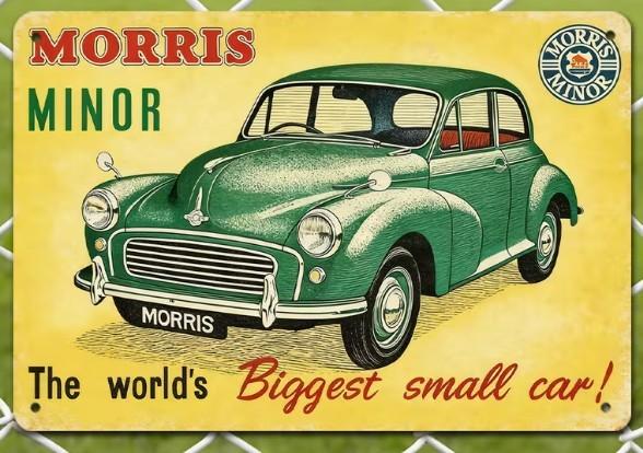 Metalen wandbord met de Morris Minor., Verzenden, Nieuw, Auto's