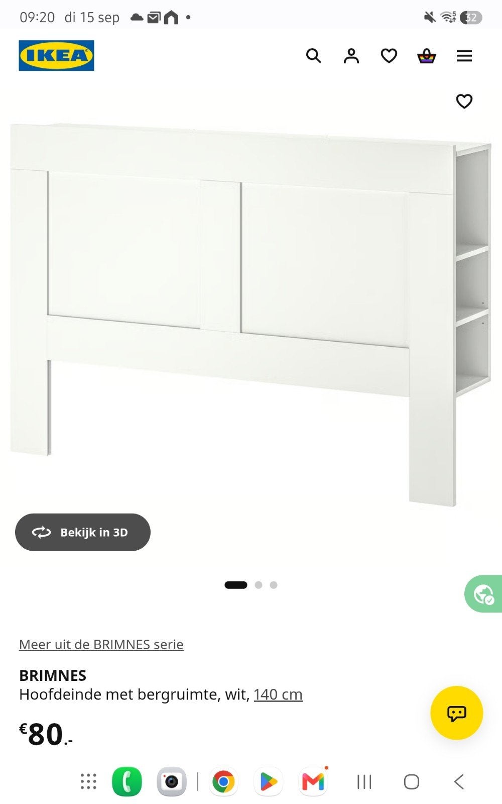 IKEA BRIMNES hoofdeinde met opbergruimte, wit, Huis en Inrichting, Ophalen, Overige materialen, Modern, functioneel, Wit