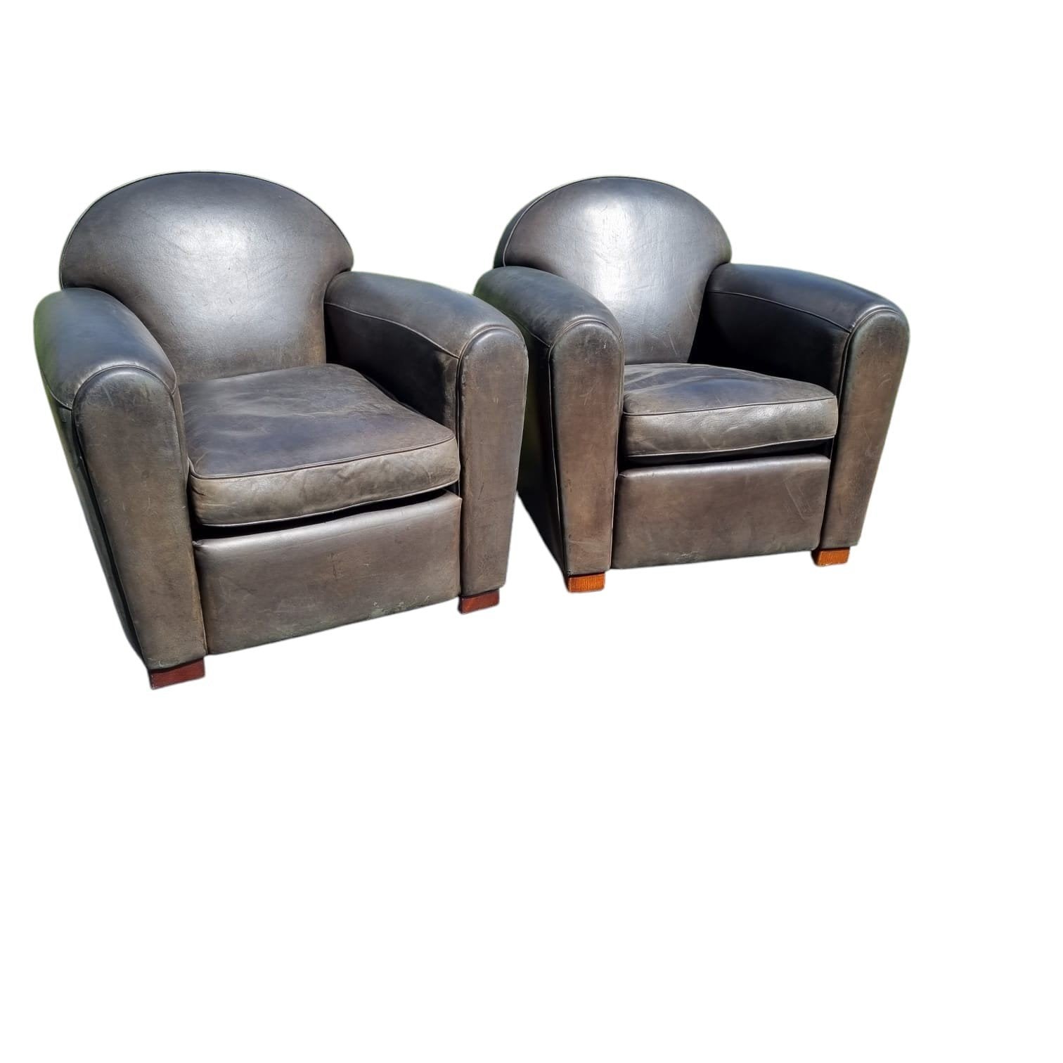 Set van 2 groene Vintage schapenleren fauteuils + BEZORGING, Gebruikt, Vintage, Clubfauteuil, Onbekend, Ophalen of Verzenden