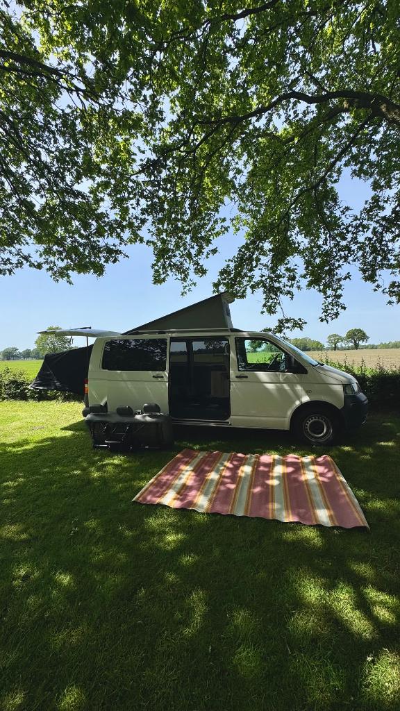 Camper VW T5 wit 2008 L2H1 1.9D 140 pk 318 dkm APK 4/27, Buscamper of Camperbus, Reservewiel, Volkswagen, Particulier