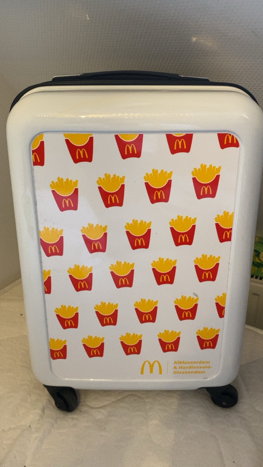 McDonald's Koffer met Frietjes Patroon - Uniek Design, Gebruikt, 20 tot 30 cm, Wit, Minder dan 40 cm