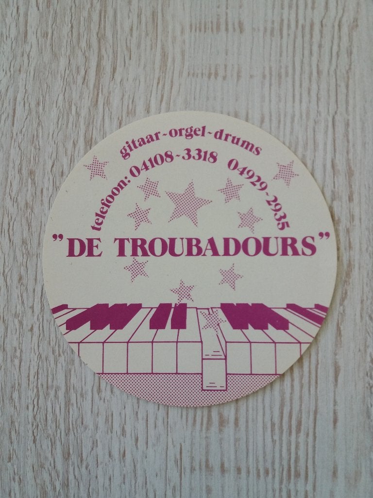 sticker gitaar - orgel - drums DE TROUBADOURS, Ophalen of Verzenden, Zo goed als nieuw, Overige typen