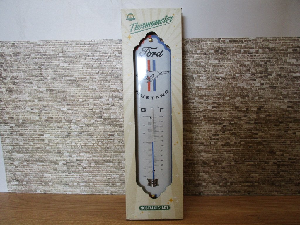 thermometer ford mustang, logo 28 cm lang, licentie, Ophalen of Verzenden, Nieuw, Metaal