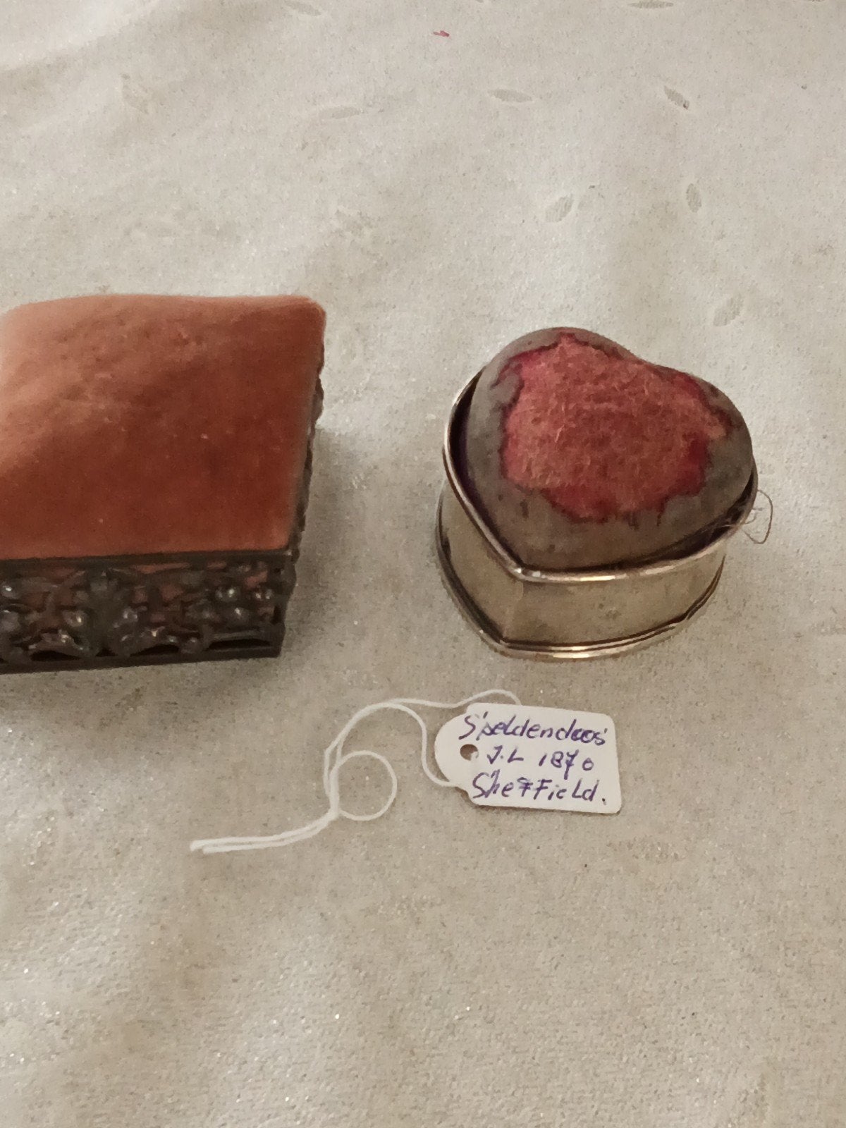 antiek zilveren speldenkussen., Ophalen of Verzenden, Zilver