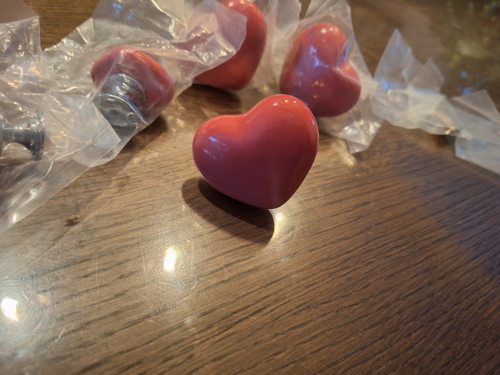 5 roze hartvormige meubelknoppen, Huis en Inrichting, Brocante, Nieuw, Roze, Ophalen of Verzenden