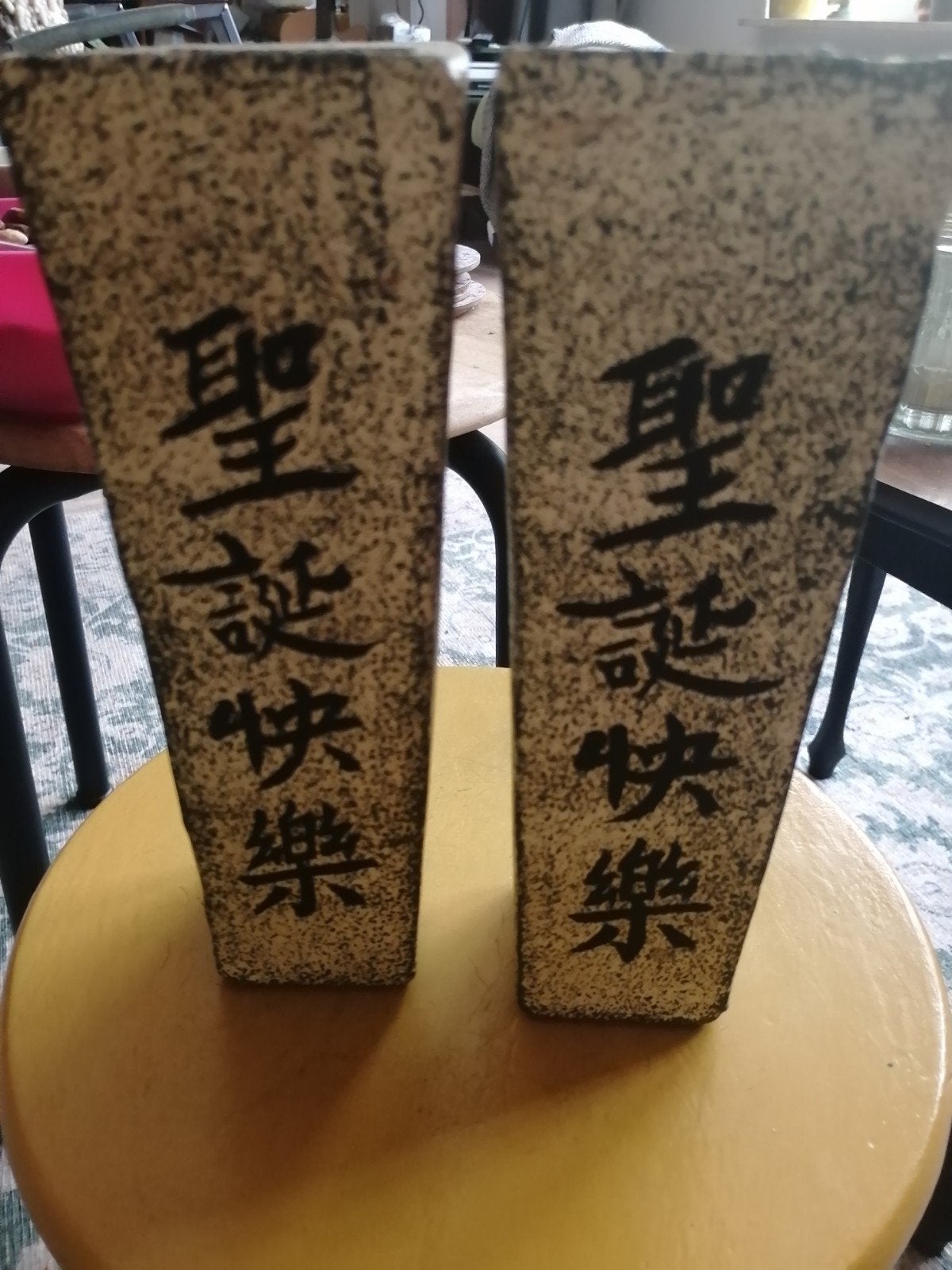 2 Chinese Vaasjes goud zwart, Steen, Zwart, Ophalen of Verzenden, Zo goed als nieuw