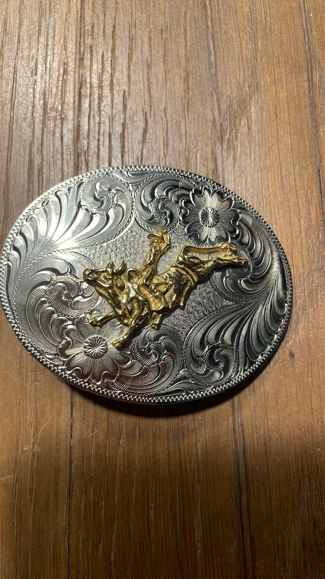 Montana Silversmiths Western Riemgesp met Rodeo Motief, Verzenden, Zo goed als nieuw, Losse buckle of gesp