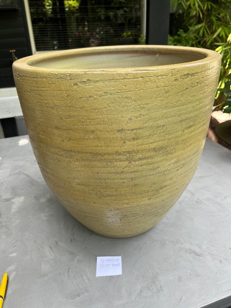 Stenen planten pot, Steen, Rond, Zo goed als nieuw, Minder dan 40 cm