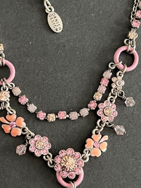 PILGRIM DANISH DESIGN ketting zilverkleur roze orange, Overige materialen, Verzenden, Zo goed als nieuw, Verstelbaar