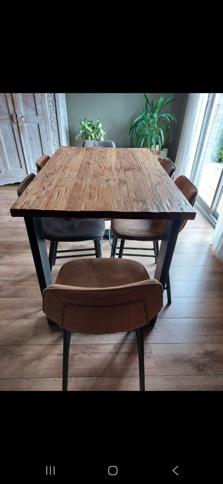 Eettafel + stoelen, Ophalen, 200 cm of meer, 50 tot 100 cm, Zo goed als nieuw