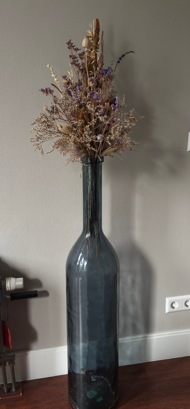 Hoge vaas 1mtr, Huis en Inrichting, Ophalen, Zo goed als nieuw, Blauw, Glas