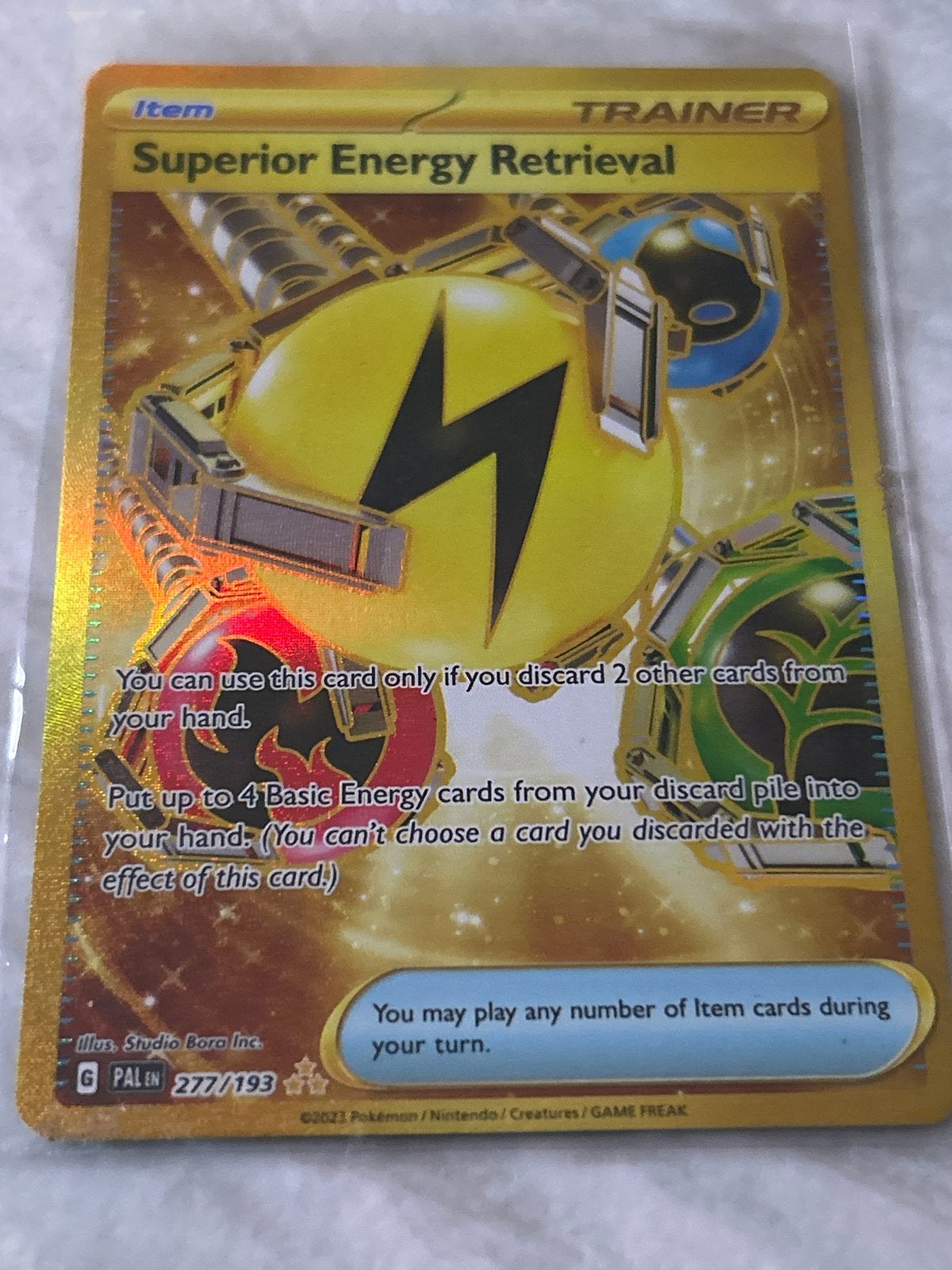 Pokémon TCG Superior Energy Retrieval Gold Secret Rare, Ophalen of Verzenden, Zo goed als nieuw, Losse kaart, Foil