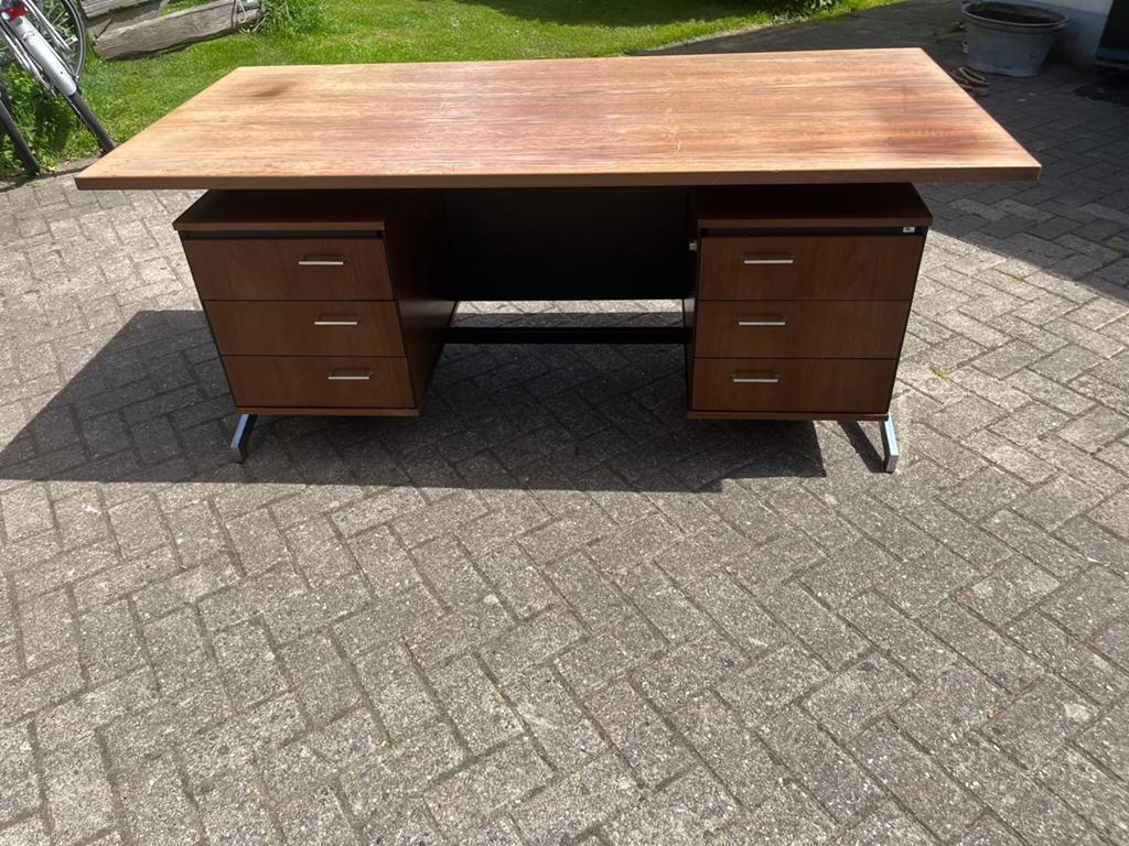 Eeka bureau vintage retro jaren 70 lades tafel €95 tempelman, Gebruikt, Scandinavisch, Met lades, 180 cm