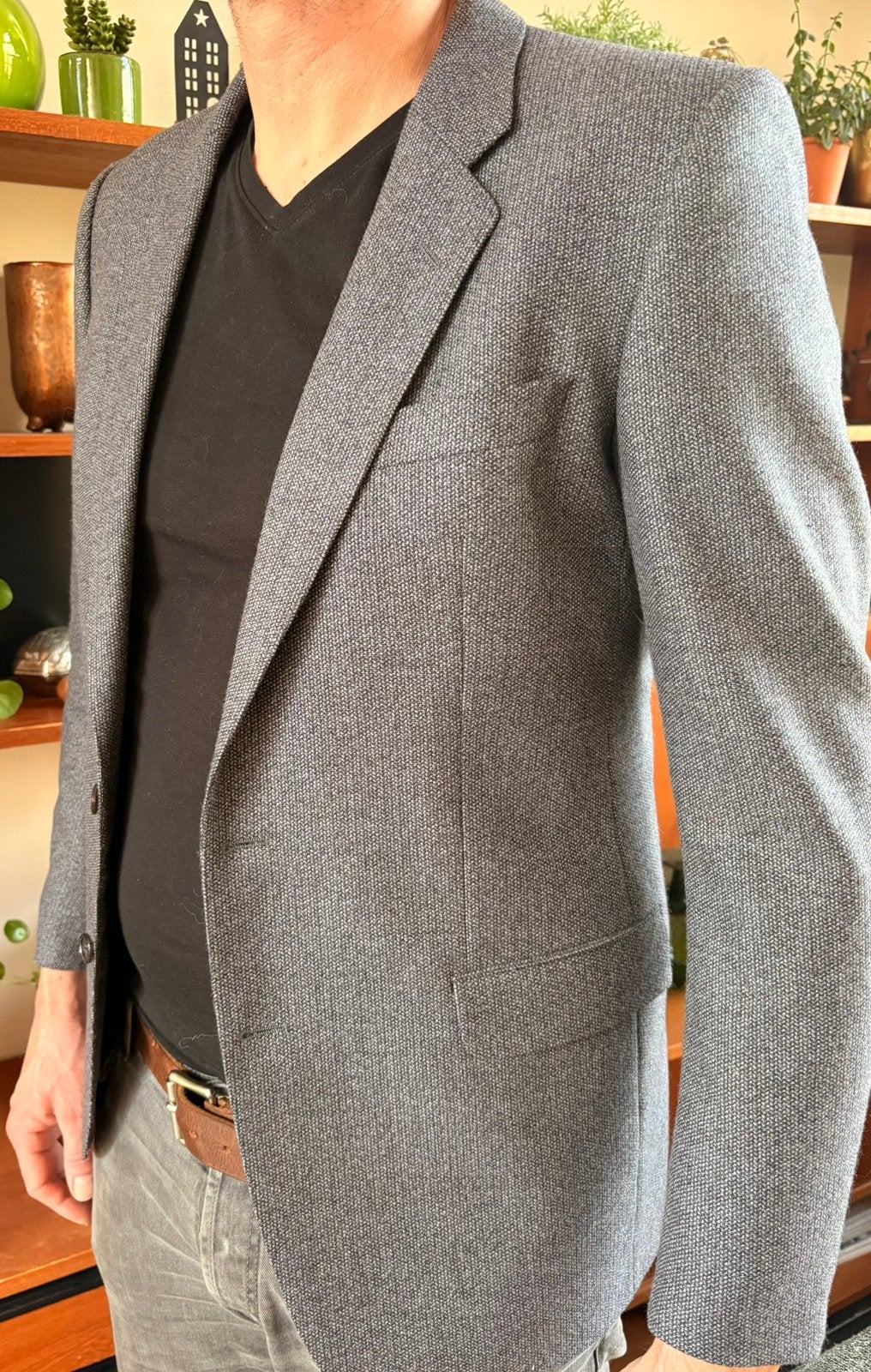 Vintage zuiver scheerwollen colbert Brixon, maat 50, blauw, Ophalen of Verzenden, Zo goed als nieuw, Maat 48/50 (M), Blauw