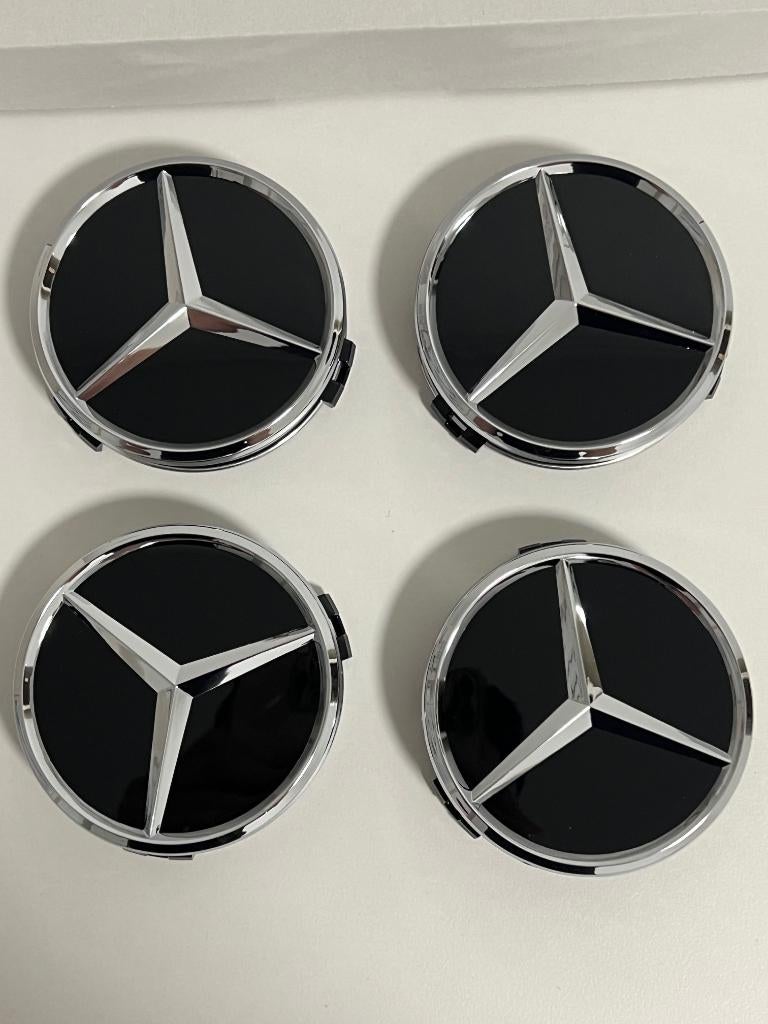 Mercedes Naafdoppen 75mm Set van 4 Velgdoppen centre cap AMG, Ophalen of Verzenden, Nieuw
