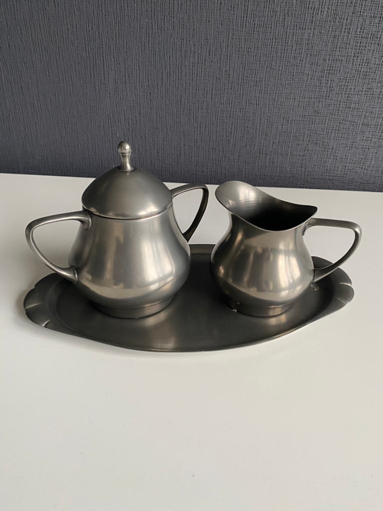 Tinnen suiker- en melkkannetje,, Antiek en Kunst, Ophalen