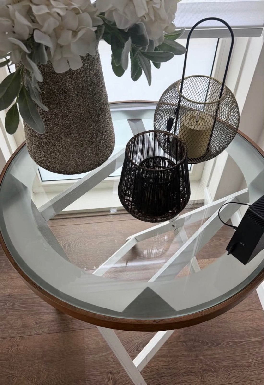 Tafel glas, Huis en Inrichting, Tafels | Eettafels, Ophalen, Gebruikt, 50 tot 100 cm, Rond