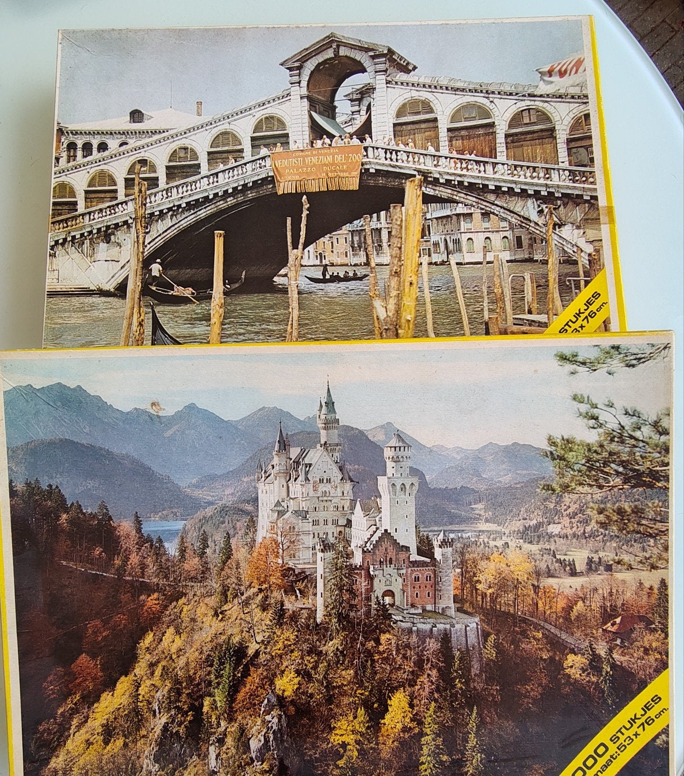 2 HEMA Europa Serie Legpuzzels: Venetië & Neuschwanstein, Ophalen of Verzenden, 500 t/m 1500 stukjes, Gebruikt, Legpuzzel