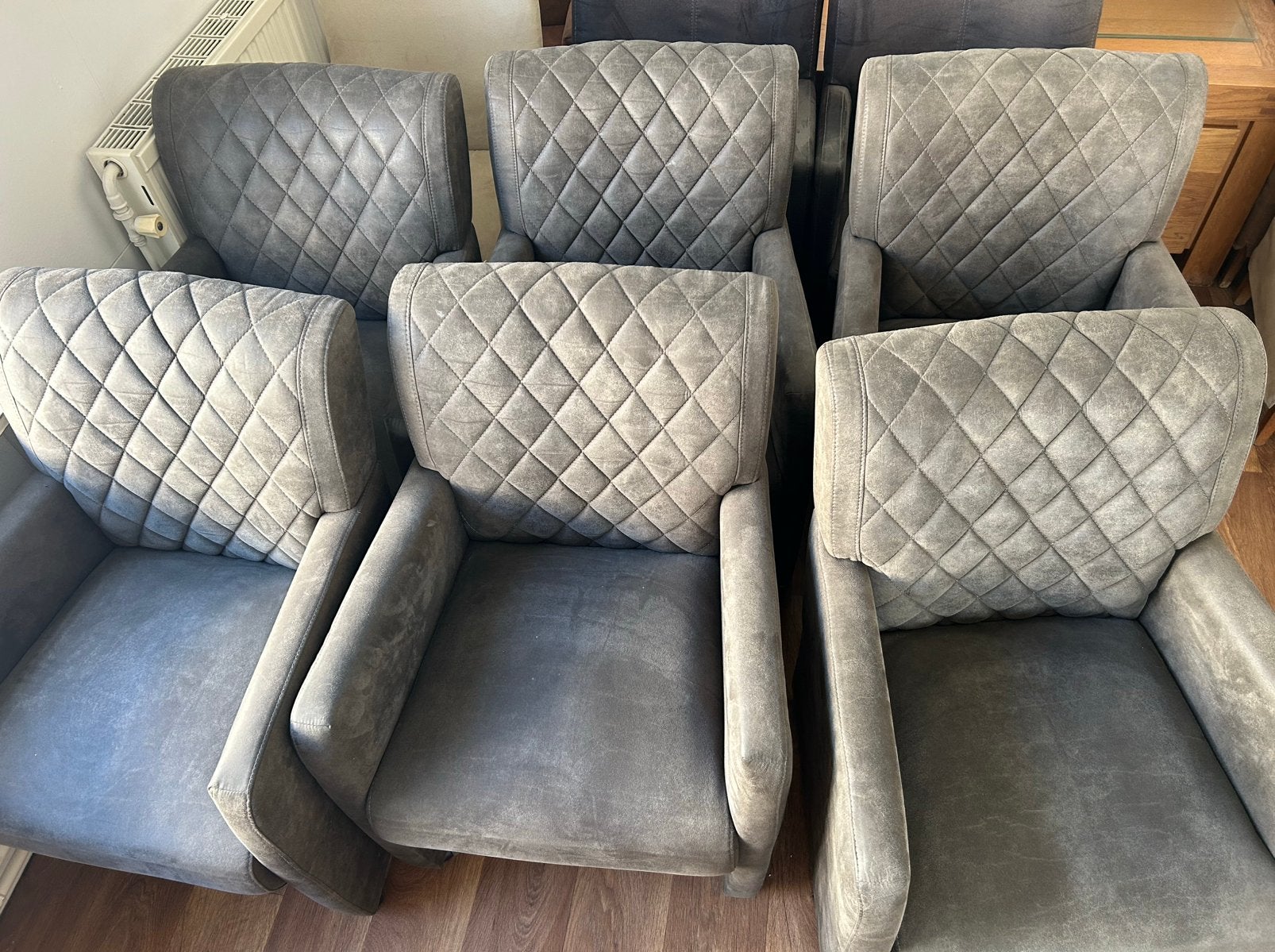 6 eetkamer stoelen, antraciet, Ophalen, Overige materialen, Gebruikt, Overige kleuren