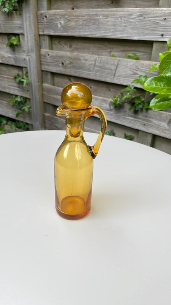 Vintage Olieschenker Amberkleurig Glas, Ophalen of Verzenden