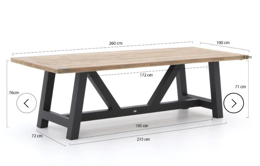 Bellagio Bresimo dining tuintafel 260x100cm 8 personen, Tuin en Terras, Tuintafels, Ophalen of Verzenden, Rechthoekig