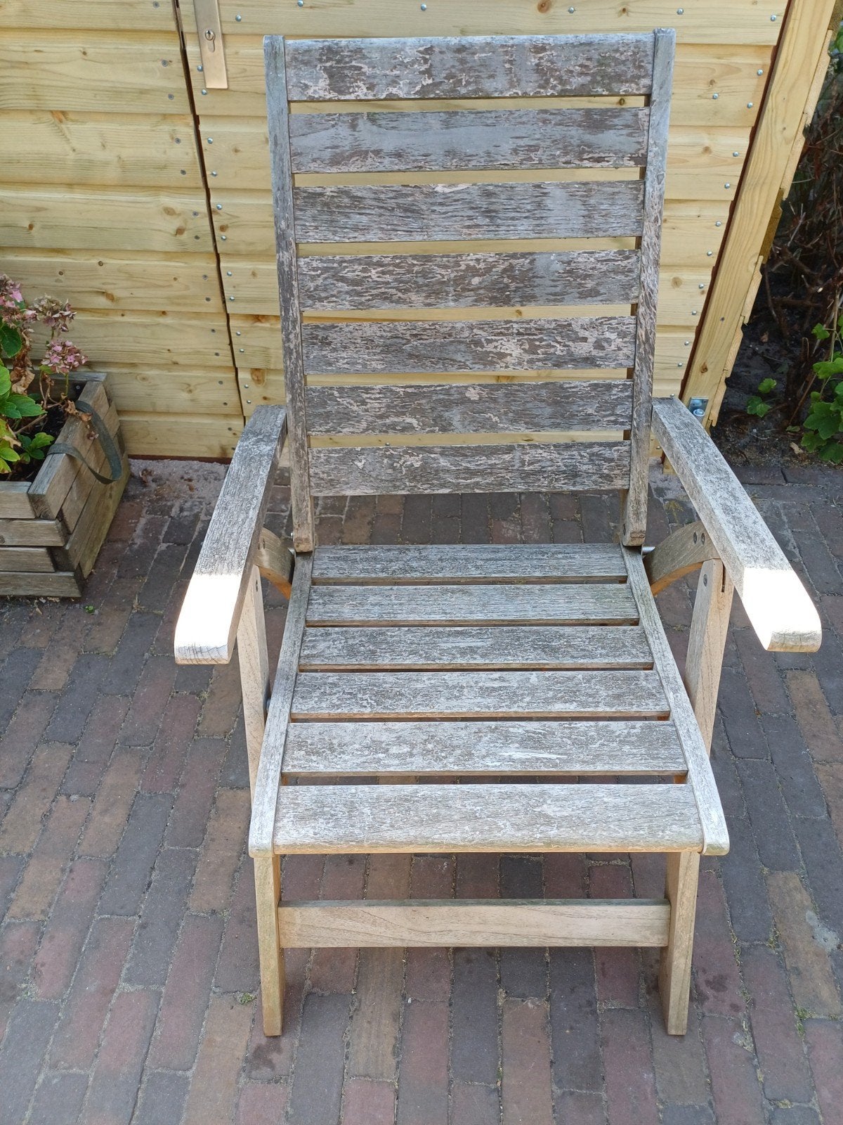 6 Verstelbare Teakhouten Tuinstoelen, Ophalen, Gebruikt, Teakhout, Verstelbaar