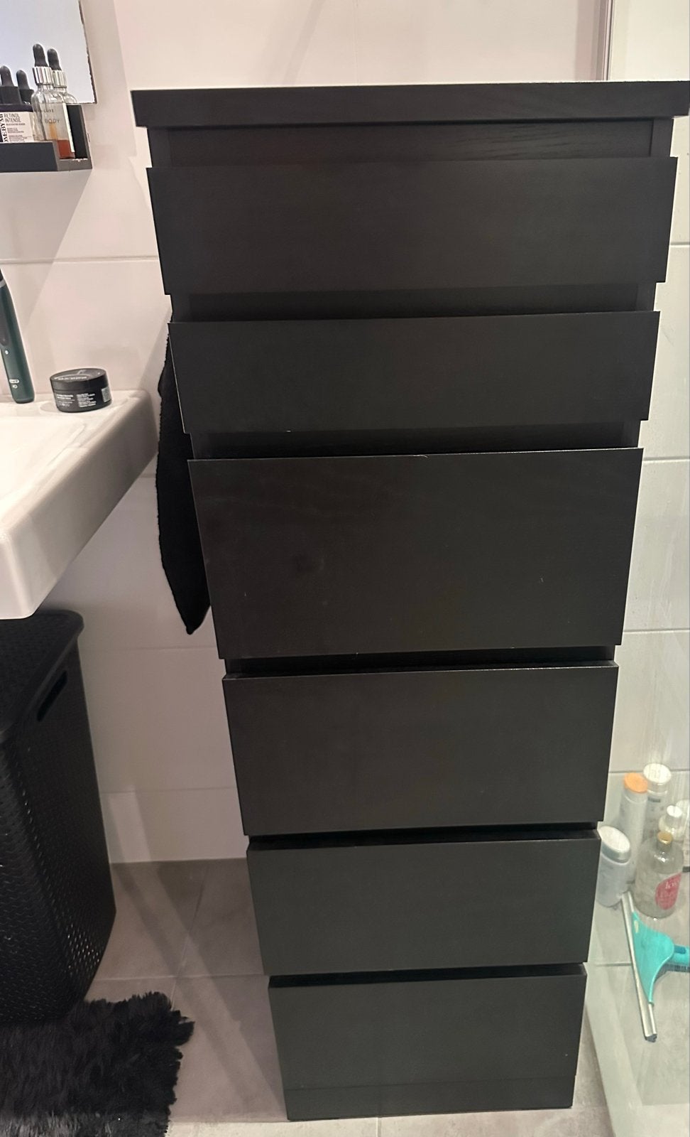 Zwarte ladekast met 6 laden - Ideaal voor badkamer, Ophalen, Minder dan 50 cm, Gebruikt, 5 laden of meer