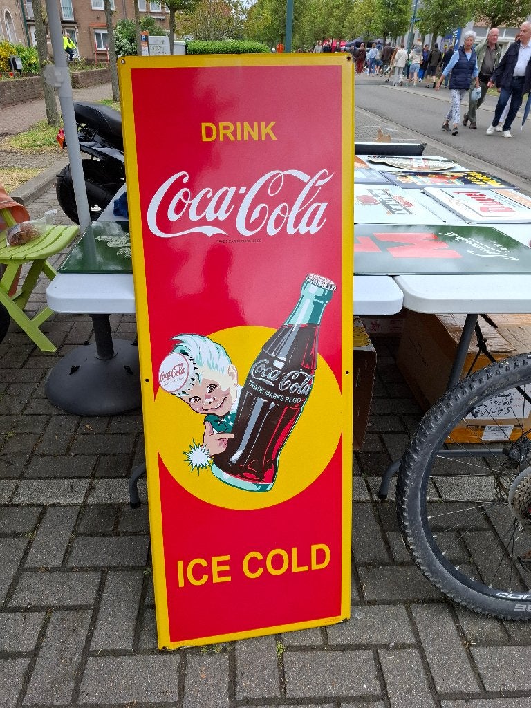 Groot Emaillebord Coca-Cola (Emaillerie Belge), Verzamelen, Ophalen of Verzenden, Nieuw, Reclamebord