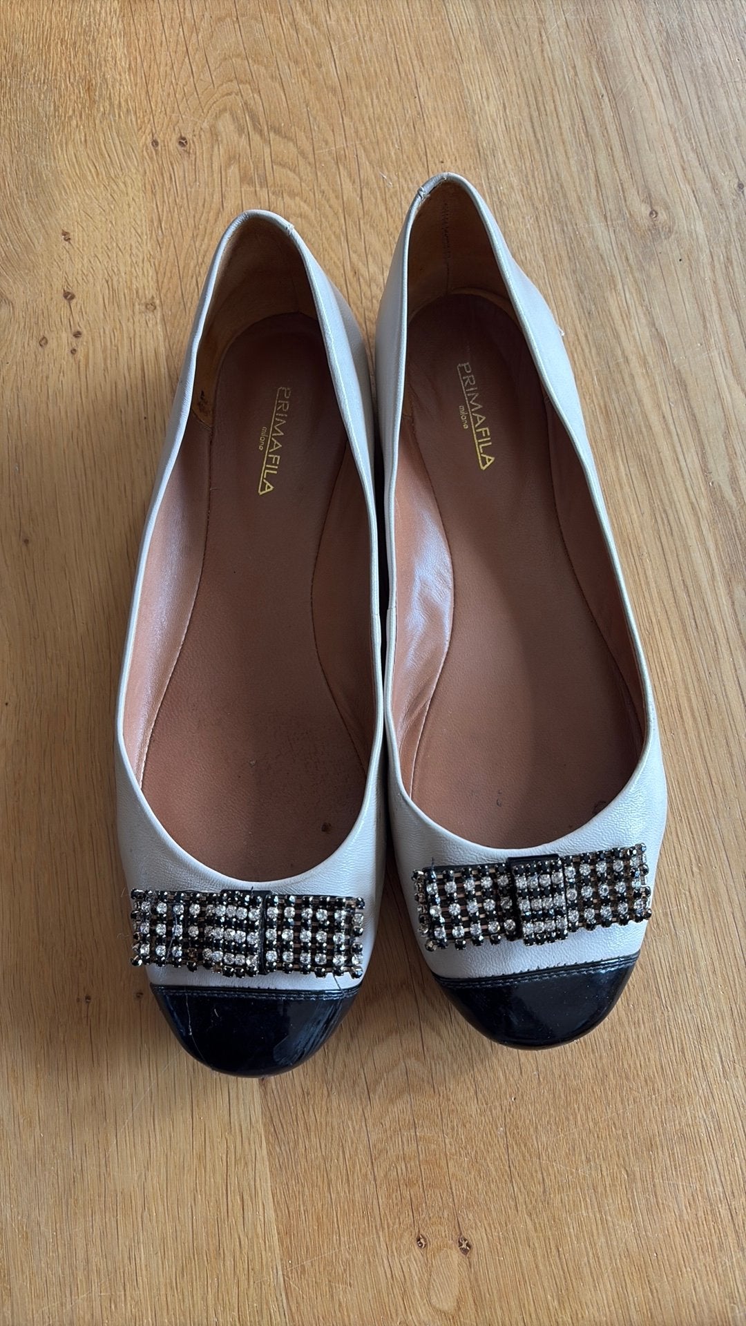 Instappers maat 40, Kleding | Dames, Beige, Gedragen, Ballerina's, Ophalen of Verzenden