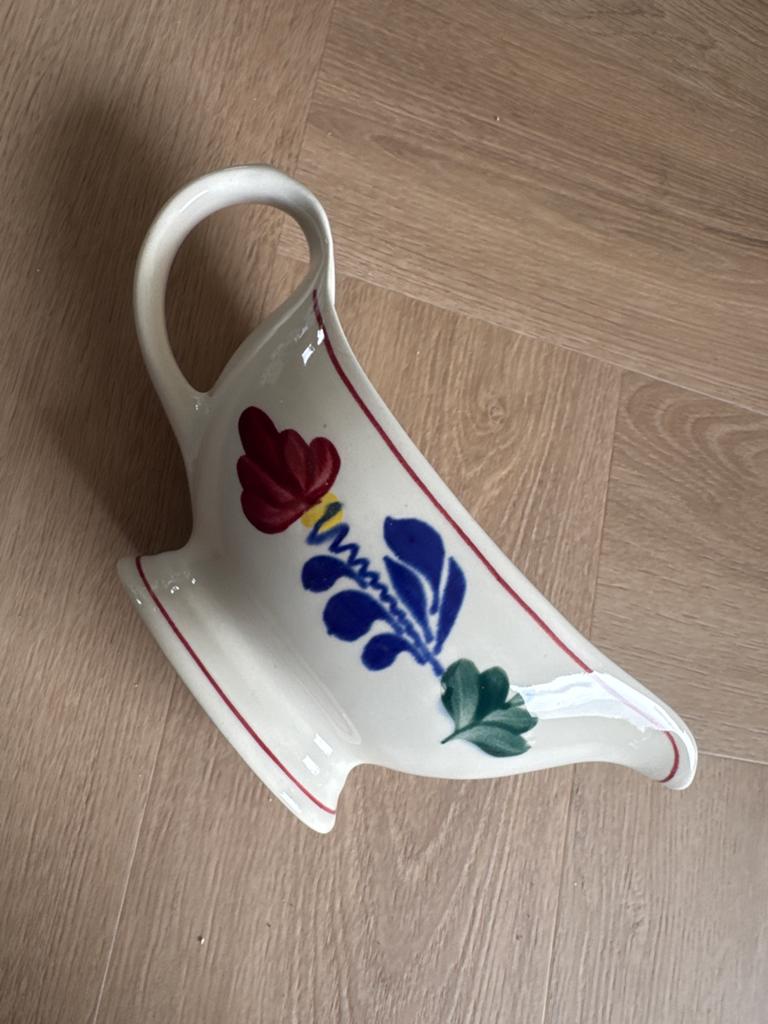 Vintage Boch Frères Keramis sauskom met bloemmotief, Ophalen, Zo goed als nieuw