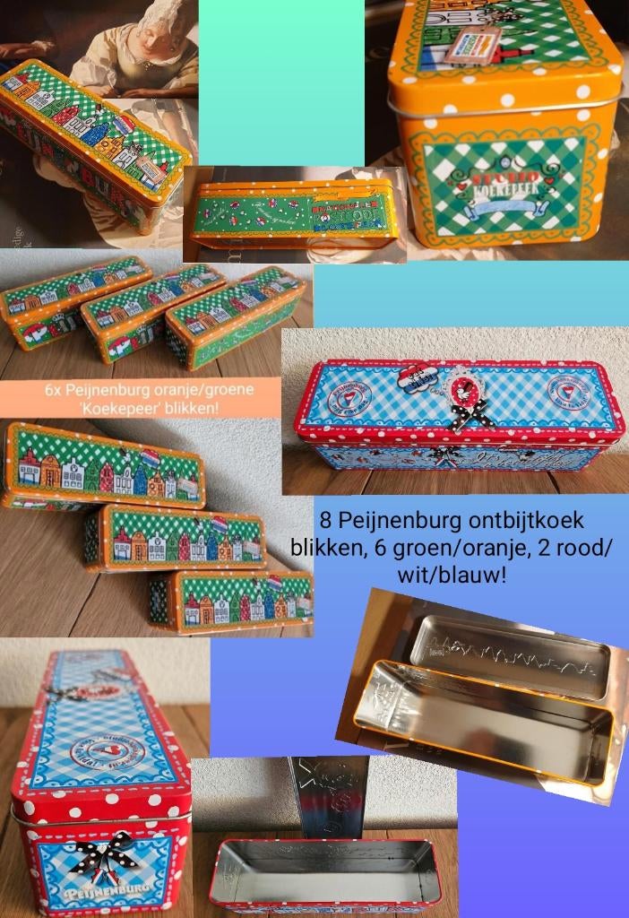 PEIJNENBURG blik: 6xoranje/1xrood-wit-blauw/1x125 jr/1x XXL!, Verzamelen, Blikken, Ophalen of Verzenden, Nieuw, Koek(jes), Overige merken