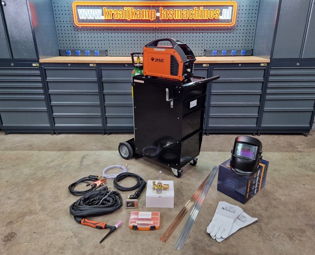 Compleet pakket! Jasic EVO TIG200P PFC DC pulse 230v, Ophalen of Verzenden, Nieuw, 150 tot 250 ampère, Tig