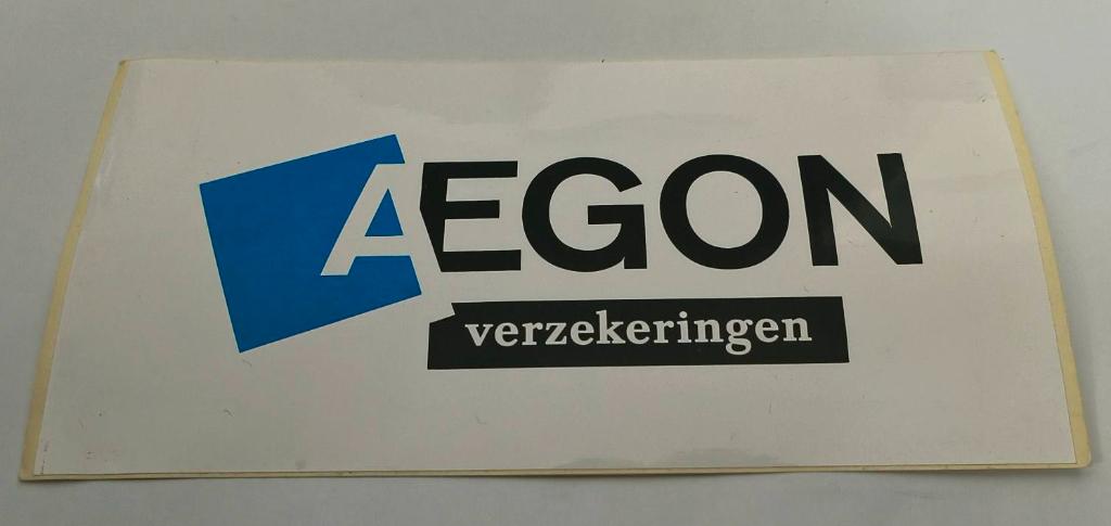 Sticker Aegon verzekeringen, Ophalen of Verzenden, Zo goed als nieuw, Bedrijf of Vereniging