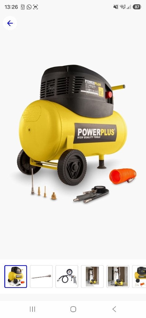 Powerplus compressor te koop, Ophalen, 6 tot 10 bar, Zo goed als nieuw, Minder dan 200 liter/min
