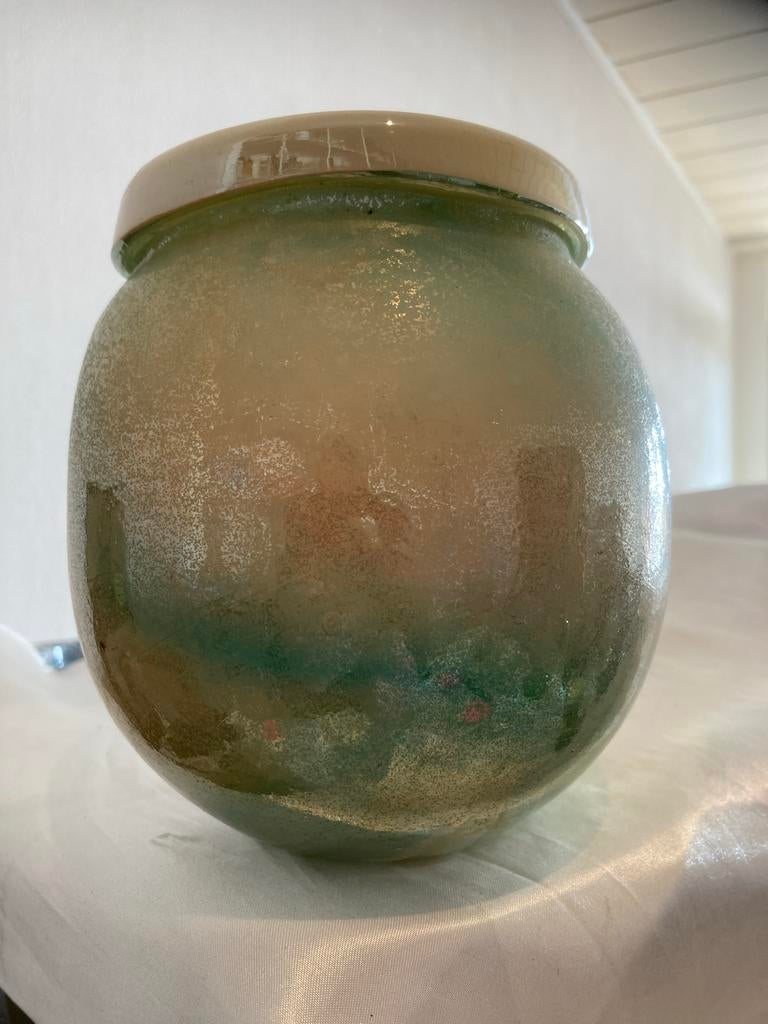 PTMD iriserende pot / windlicht goud en groen, Overige materialen, Gebruikt, Ophalen of Verzenden, Minder dan 50 cm