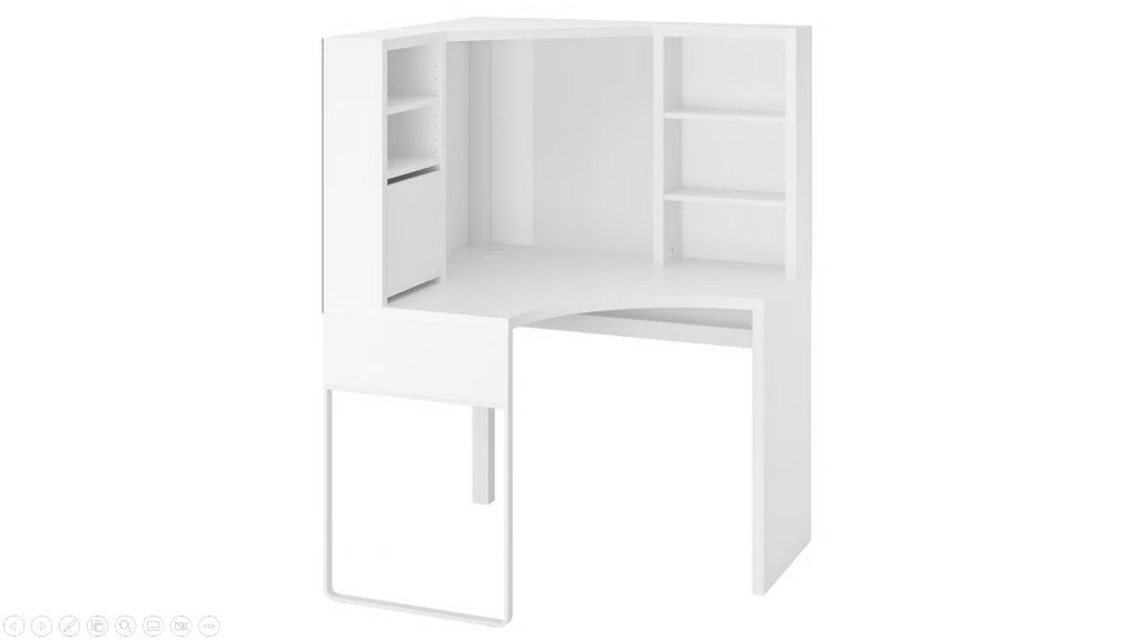 IKEA MICKE hoekbureau – wit – 100  142 cm, Ophalen, Gebruikt, Hout, IKEA