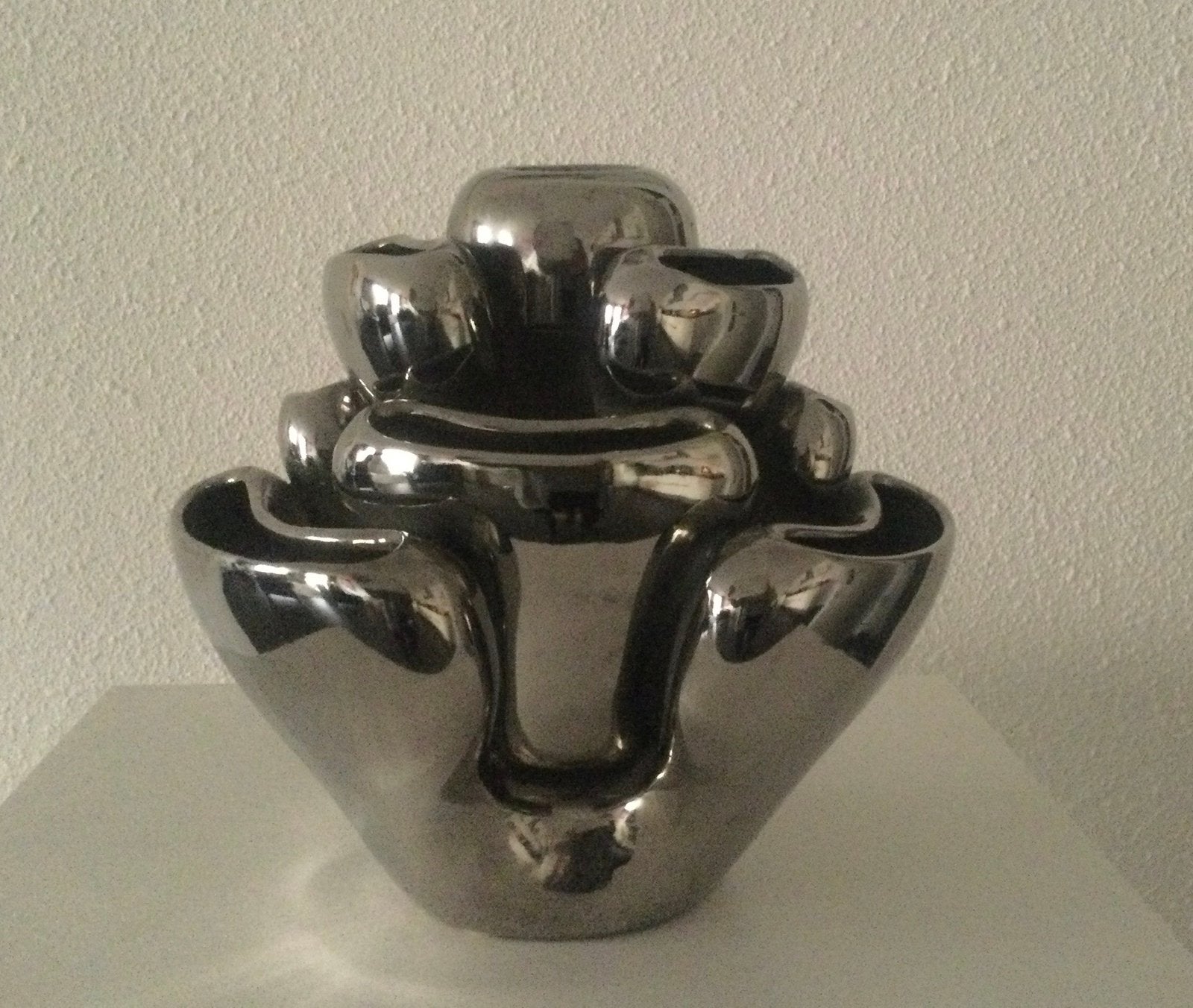 Vintage Space Age Alien vaas chroom jaren 80, Antiek en Kunst, Ophalen of Verzenden