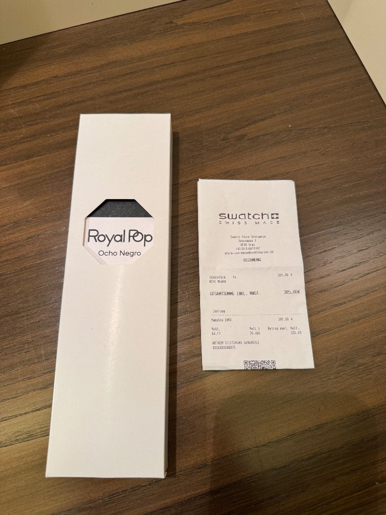 Swatch AP Royal pop zwart met aankoopbewijs, Swatch, Nieuw, Kunststof, Ophalen of Verzenden