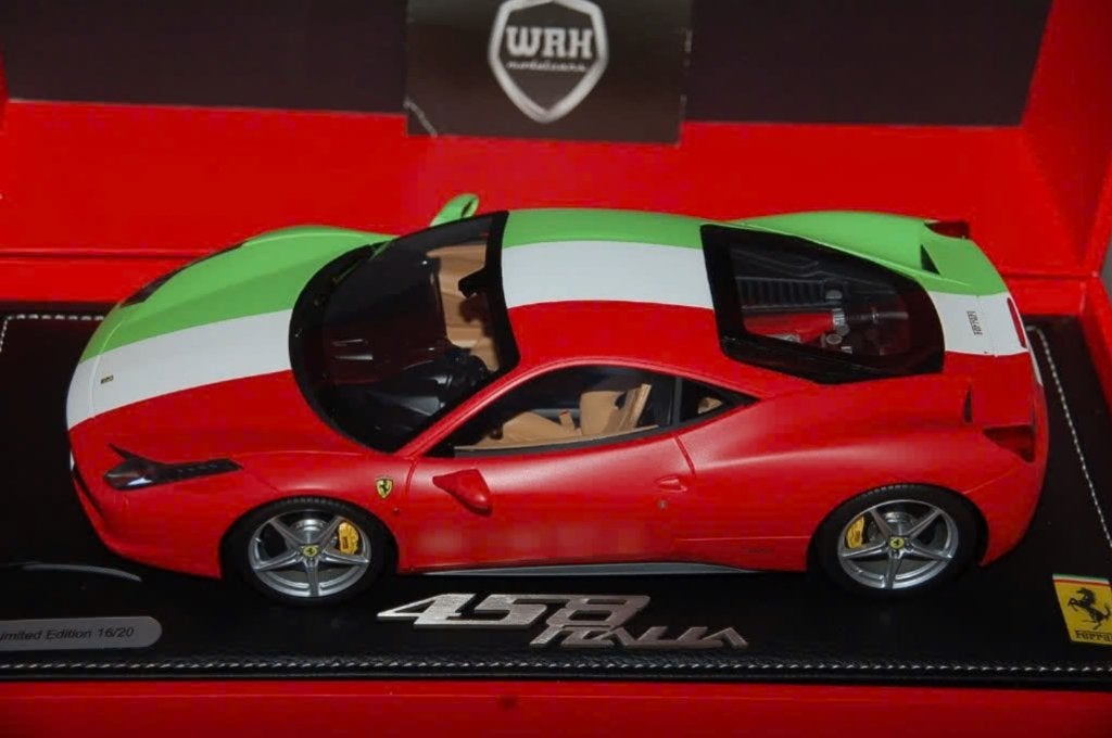 SALE ! FERRARI 458 ITALIAN FLAG ltd 20 BBR zie info USED WRH, Hobby en Vrije tijd, Modelauto's | 1:18, Verzenden, Gebruikt, Auto