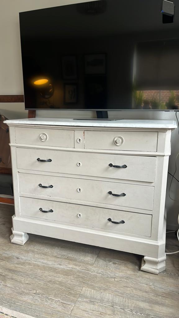 Brocante Commode met Marmeren Blad - Klassiek en Stijlvol, Huis en Inrichting, Kasten | Dressoirs, Overige materialen, Gebruikt