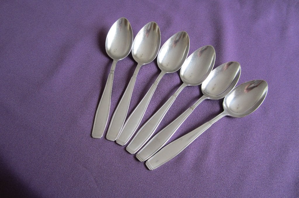 6 dessertlepels,ontbijtlepels 17,5cm Gero Zilmeta Carre 562., Ophalen of Verzenden, Gebruikt, Rvs of Chroom