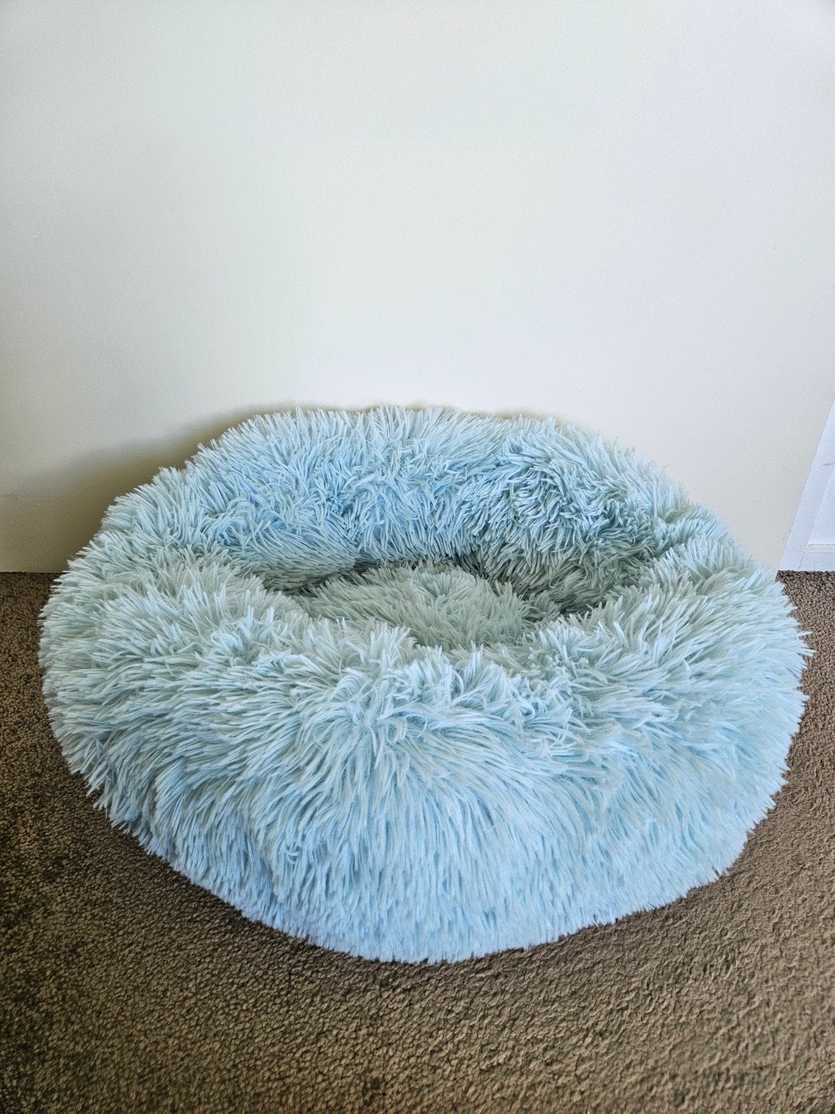 Licht blauwe fluffy kattenmand, Ophalen, Zo goed als nieuw